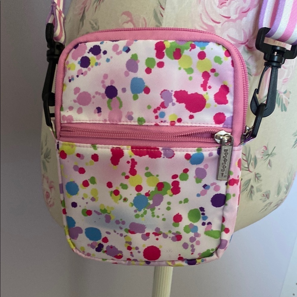 Pink and White Floral Crossbody Bag with Adjustable Strap - Picture 2 of 10